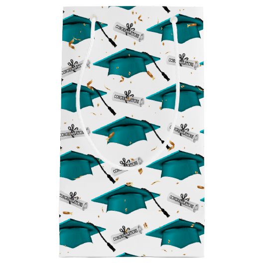 Blauwgroen vakken voor opleiding met diploma's klein cadeauzakje (Voorkant)