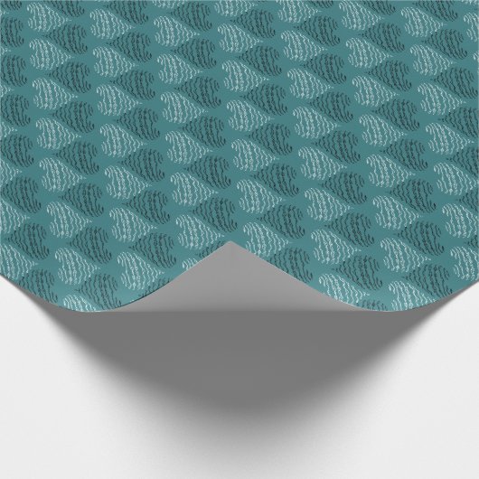 Blauwgroen Valentijn harten Cadeaupapier (Hoek)