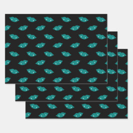 Blauwgroen Vampierlips en tanden op zwart Inpakpapier Vel