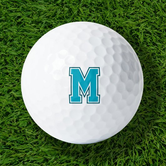 Blauwgroen varsity monogram golfballen