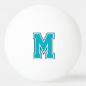 Blauwgroen varsity monogram pingpongbal (Voorkant)