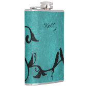 Blauwgroen vederijmaatkolf heupfles (Rechts)