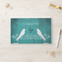 Blauwgroen vedervogels Floral Vine HP Laptop Skin