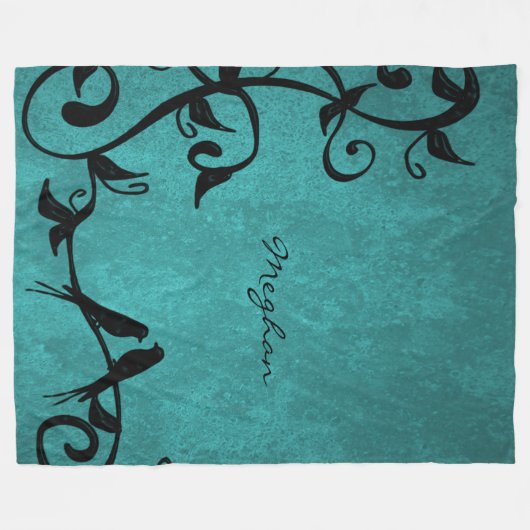 Blauwgroen vederwild - Aangepaste fleece Blanket (Voorkant (Horizontaal))