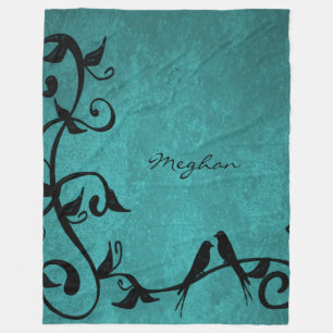 Blauwgroen vederwild - Aangepaste fleece Blanket Deken