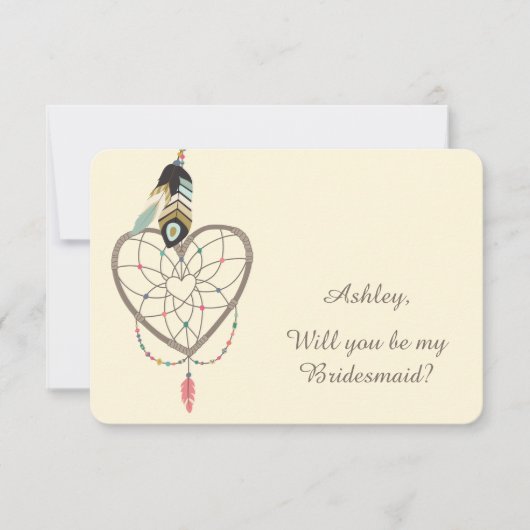 Blauwgroen Veer Drocatcher Bridesmaid Kaart (Voorkant)