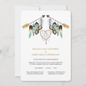 Blauwgroen Veer Pijl-drocatcher Wedding Kaart (Voorkant)