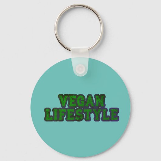 Blauwgroen Vegan Lifestyle Sleutelhanger (Voorkant)