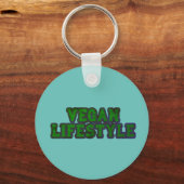 Blauwgroen Vegan Lifestyle Sleutelhanger (Voorkant)
