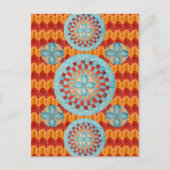 Blauwgroen ventilator Oranje Chevron-ontwerp Briefkaart (Voorkant)