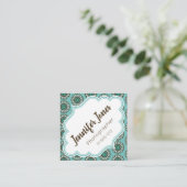 Blauwgroen ventilatorvierkantjes vernieuwen, vervi vierkante visitekaartje (Staand voorkant)