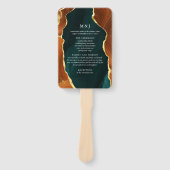 Blauwgroen, verbrand Oranje-goudweddenschap Handwaaier (Voorkant)