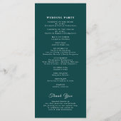 Blauwgroen Verbrand Sinaasappel Bloemen Elegant Sc Programmakaart (Achterkant)