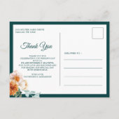 Blauwgroen verbrand Sinaasappel Bloemen Herfst bru Briefkaart (Achterkant)