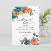 Blauwgroen Verbrand Sinaasappel Bloemen Herfst Rep Kaart (Staand voorkant)