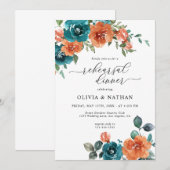 Blauwgroen Verbrand Sinaasappel Bloemen Herfst Rep Kaart (Voorkant / Achterkant)