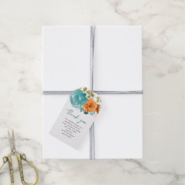Blauwgroen verbrand Sinaasappel Foral Herfst Dank Cadeaulabel