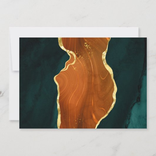 Blauwgroen, verbrand Sinaasappel & Gold Agate RSVP Kaart (Achterkant)