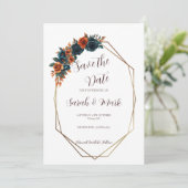 Blauwgroen verbrand Sinaasappel Save the Date Sjab Kaart