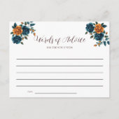 Blauwgroen & Verbrand Sinaasappel Trouwwoorden van Uitnodiging Briefkaart (Voorkant)