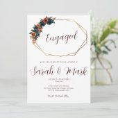 Blauwgroen verbrand Sinaasappel Verloving Uitnodig Kaart (Staand voorkant)