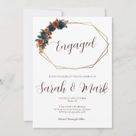 Blauwgroen verbrand Sinaasappel Verloving Uitnodig Kaart