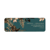 Blauwgroen Verbrande oranje terracotta bloemenherf Etiket (Voorkant)