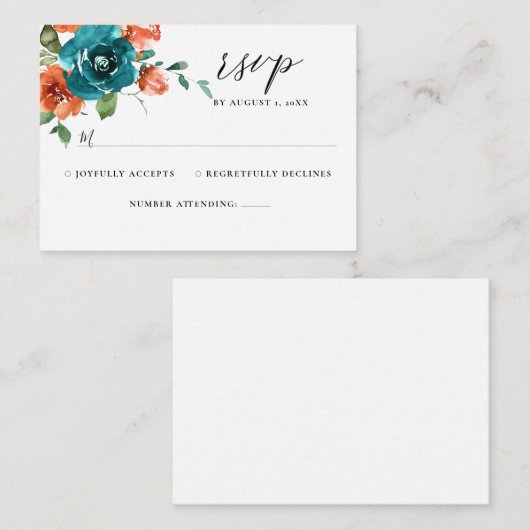 Blauwgroen verbrande Oranje Waterverf Bindende RSV Informatiekaartje (Voorkant / Achterkant)