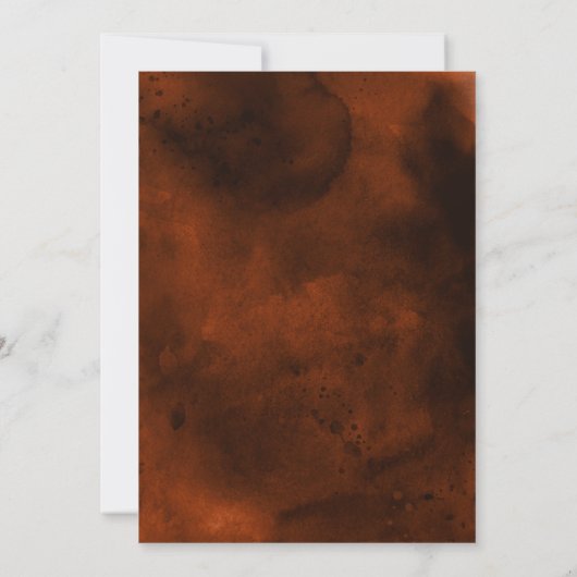 Blauwgroen & Verbrande Oranje Waterverf Huwelijksu Kaart (Achterkant)