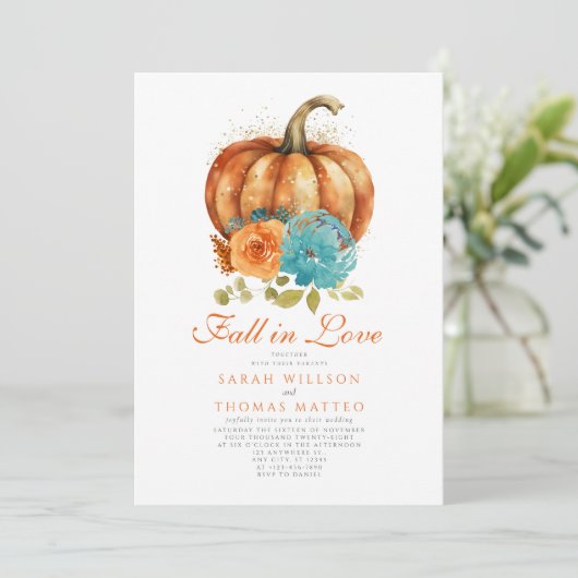 Blauwgroen verbrande Sinaasappel Bloemen Herfst in Kaart (Staand voorkant)