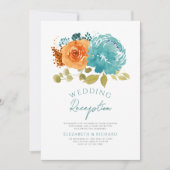 Blauwgroen verbrande Sinaasappel Floral Fall bruil Kaart (Voorkant)