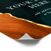 Blauwgroen, verbrande Sinaasappel & gouden agaat b Poster (Hoek)