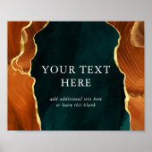 Blauwgroen, verbrande Sinaasappel & gouden agaat b Poster (Voorkant)