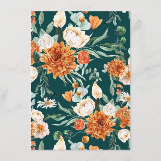 Blauwgroen verbrande Sinaasappel rustieke herfst b Informatiekaartje (Achterkant)