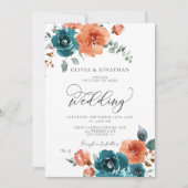 Blauwgroen Verbrande Sinaasappel Rustieke Herfst B Kaart (Voorkant)