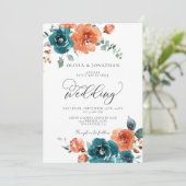 Blauwgroen Verbrande Sinaasappel Rustieke Herfst B Kaart (Staand voorkant)