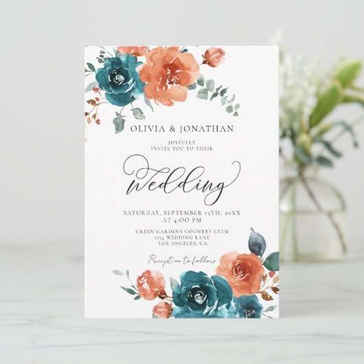 Blauwgroen Verbrande Sinaasappel Rustieke Herfst B Kaart (Staand voorkant)