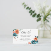 Blauwgroen verbrande Sinaasappels bloemboeketten b Informatiekaartje (Staand voorkant)