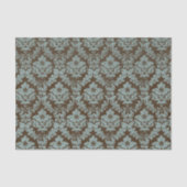 Blauwgroen verdringingsschade op bruine Floral Tissuepapier (Voorkant)