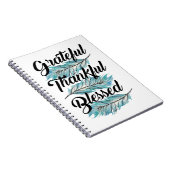 blauwgroen veren dankbaar gezegend kussen notitieboek (Rechterzijde)