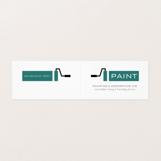 Blauwgroen verfrol, schilder & decorator Foto Visitekaartje (Buitenkant ongevouwen)