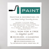 Blauwgroen verfrol, verf en decorator Adverteren Poster (Voorkant)