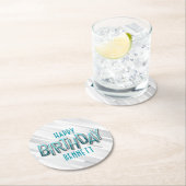 Blauwgroen Verjaardag Ronde Kartonnen Onderzetter (Insitu)