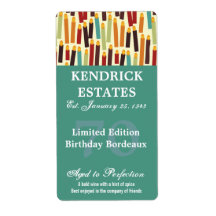 Blauwgroen Verjaardags Wijnlabel (375ml)