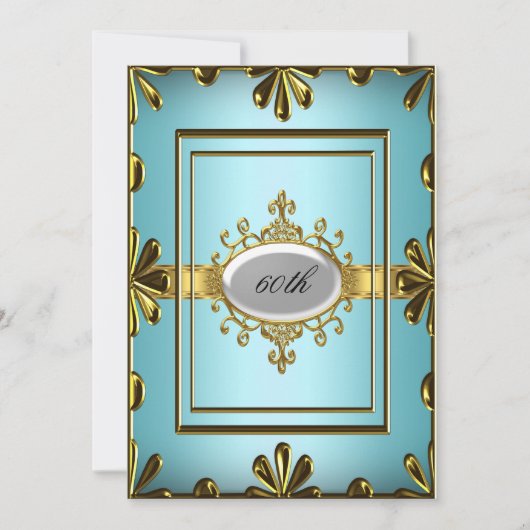 Blauwgroen verjaardagsfeestuitnodiging Blauwgroen  Kaart (Voorkant)