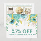 Blauwgroen verkoop van speciale acties voor het op briefkaart (Voorkant / Achterkant)