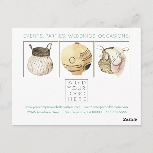 Blauwgroen verkoop van speciale acties voor het op briefkaart (Achterkant)