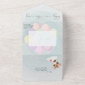 Blauwgroen verkuildieren in maskers virtueel Baby All In One Uitnodiging (Buitenkant)