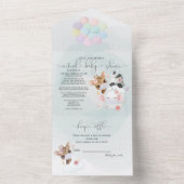 Blauwgroen verkuildieren in maskers virtueel Baby All In One Uitnodiging (Binnen)