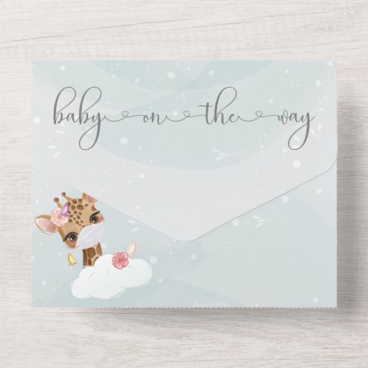 Blauwgroen verkuildieren in maskers virtueel Baby All In One Uitnodiging (Achterkant)